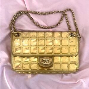 Chanel Gold Quilted Women's Bag RARE ICE CUBE CHANEL FLAP GOLD VINTAGE